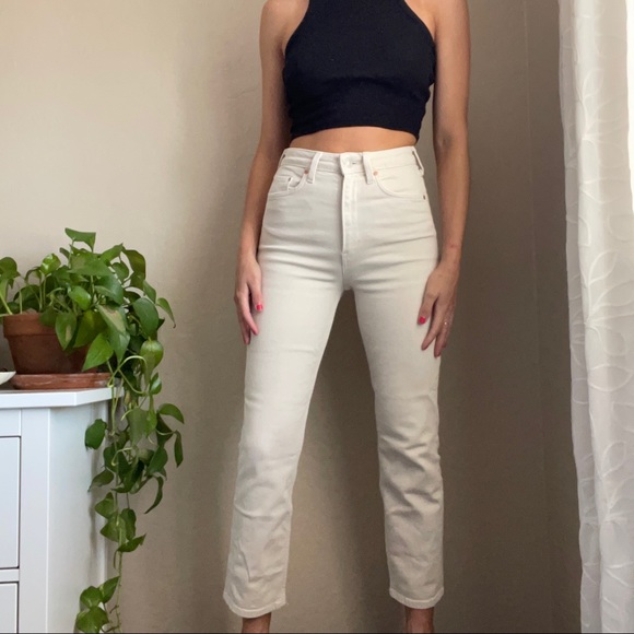 H&M Denim - Bone Colored Vintage Slim Straight Jeans 🤎